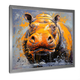 Yellow Colorful Hippo harmony - Yellow Hippopotamus Wall Art