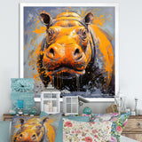 Yellow Colorful Hippo harmony - Yellow Hippopotamus Wall Art