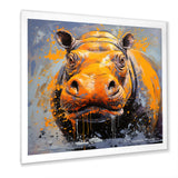 Yellow Colorful Hippo harmony - Yellow Hippopotamus Wall Art