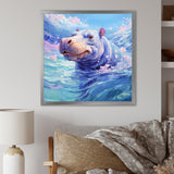 Blue Serene Hippo Majesty - Hippopotamus Large Canvas Wall Art