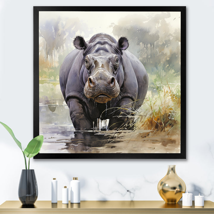 Grey Serene Hippo Majesty - Hippopotamus Home Decor Art