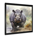 Grey Serene Hippo Majesty - Hippopotamus Home Decor Art