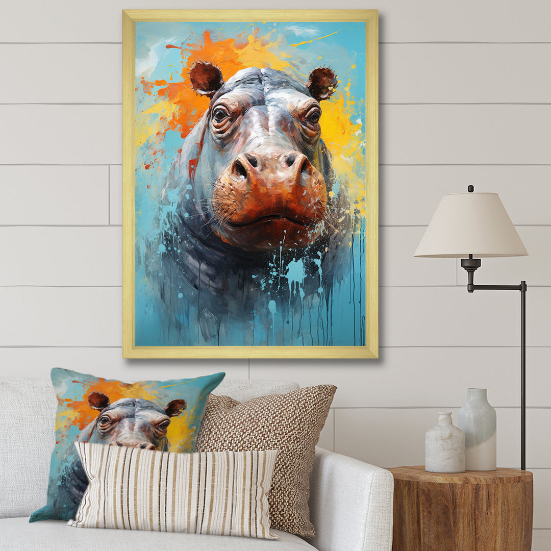 Popart Hippos World - Hippopotamus Canvas Wall Art