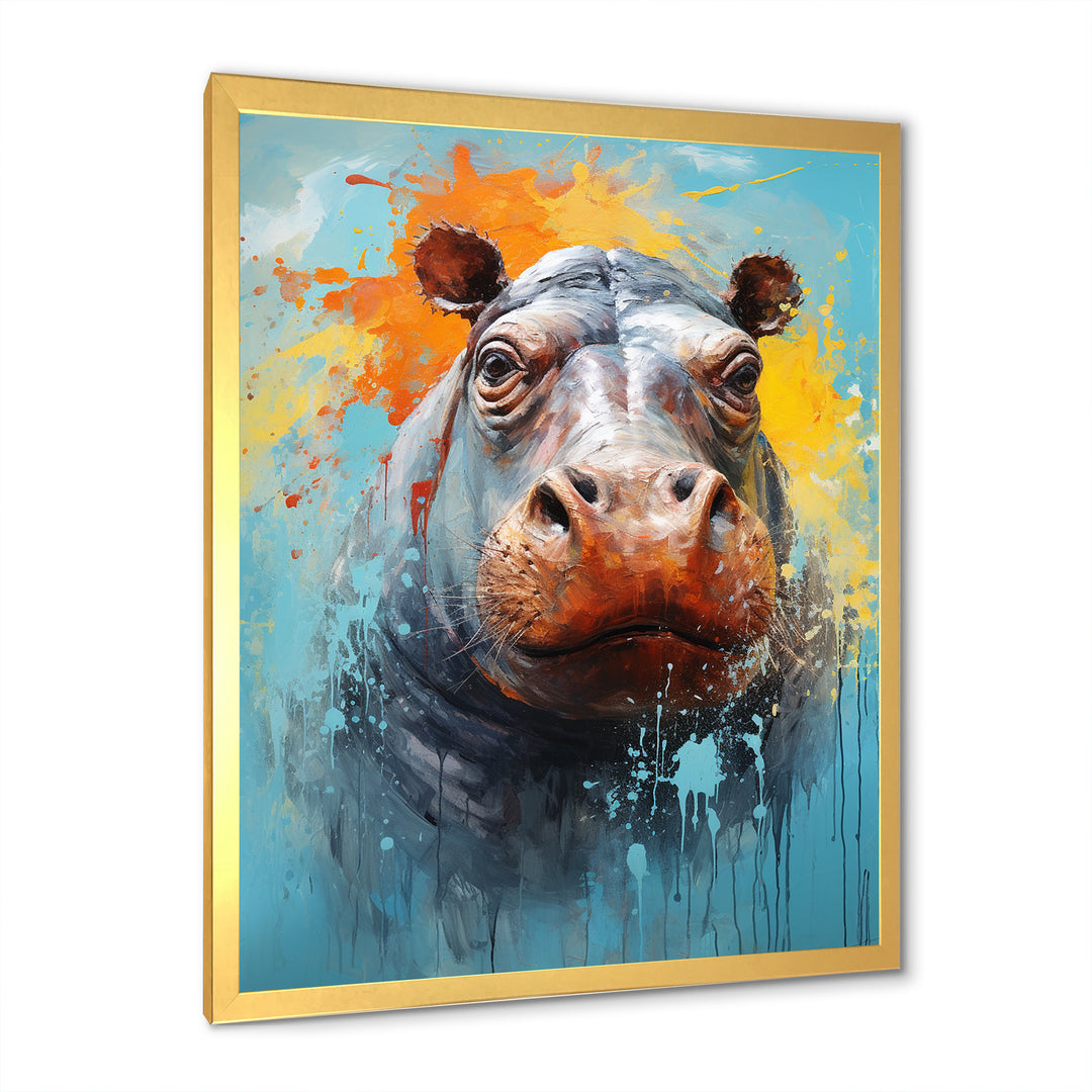 Popart Hippos World - Hippopotamus Canvas Wall Art