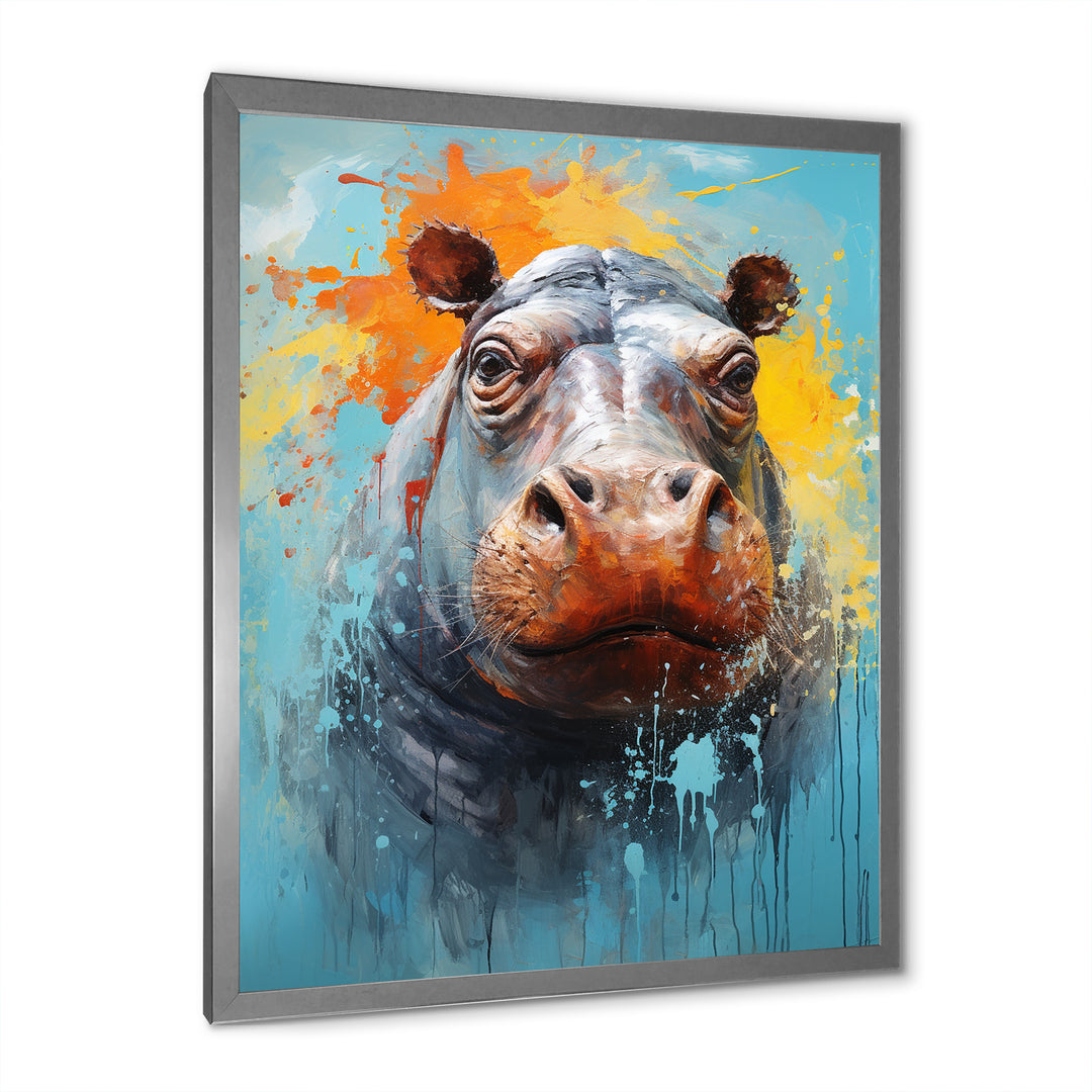 Popart Hippos World - Hippopotamus Canvas Wall Art