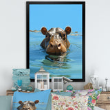 Grey Joyful Hippo - Hippopotamus Wall Decor