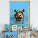 Grey Joyful Hippo - Hippopotamus Wall Decor