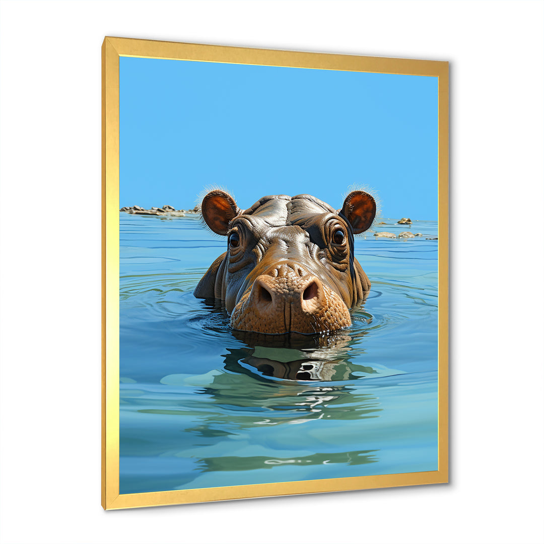 Grey Joyful Hippo - Hippopotamus Wall Decor