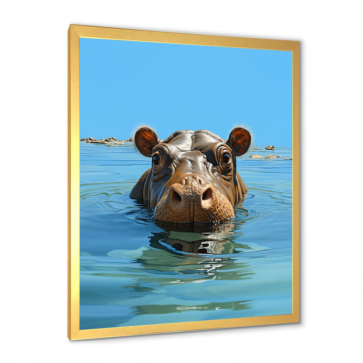Grey Joyful Hippo - Hippopotamus Wall Decor
