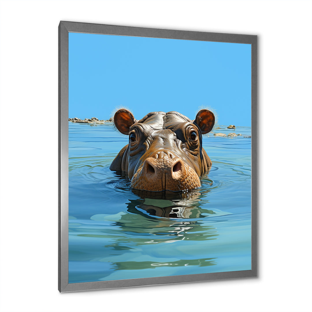 Grey Joyful Hippo - Hippopotamus Wall Decor