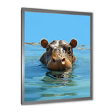 Grey Joyful Hippo - Hippopotamus Wall Decor