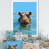 Grey Joyful Hippo - Hippopotamus Wall Decor