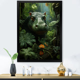 Green Vibrant Hippo Portrait - Hippopotamus Wall Art Prints