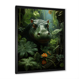 Green Vibrant Hippo Portrait - Hippopotamus Wall Art Prints