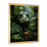 Green Vibrant Hippo Portrait - Hippopotamus Wall Art Prints