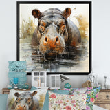 Grey Colorful Hippo harmony - Hippopotamus Wall Art Prints