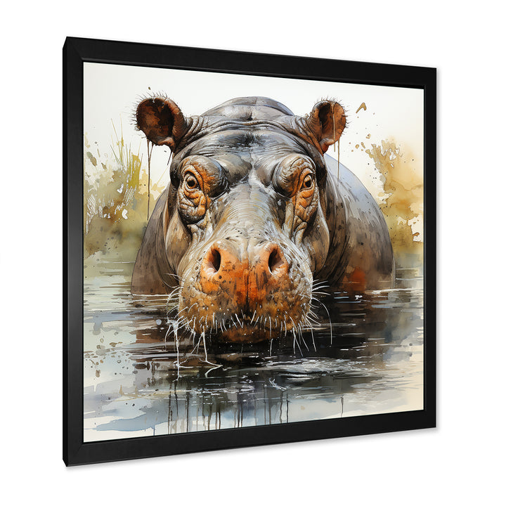 Grey Colorful Hippo harmony - Hippopotamus Wall Art Prints