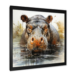 Grey Colorful Hippo harmony - Hippopotamus Wall Art Prints