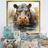 Grey Colorful Hippo harmony - Hippopotamus Wall Art Prints