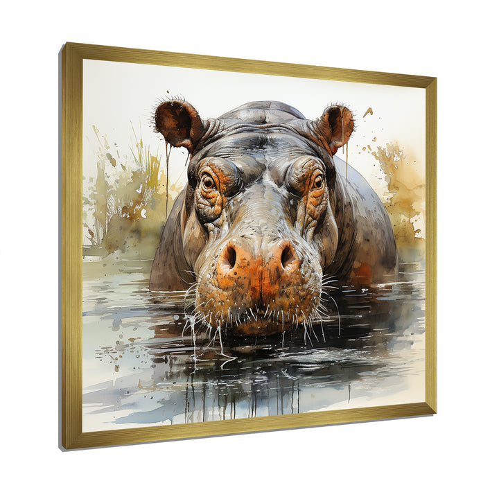 Grey Colorful Hippo harmony - Hippopotamus Wall Art Prints