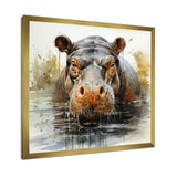 Grey Colorful Hippo harmony - Hippopotamus Wall Art Prints