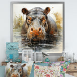Grey Colorful Hippo harmony - Hippopotamus Wall Art Prints