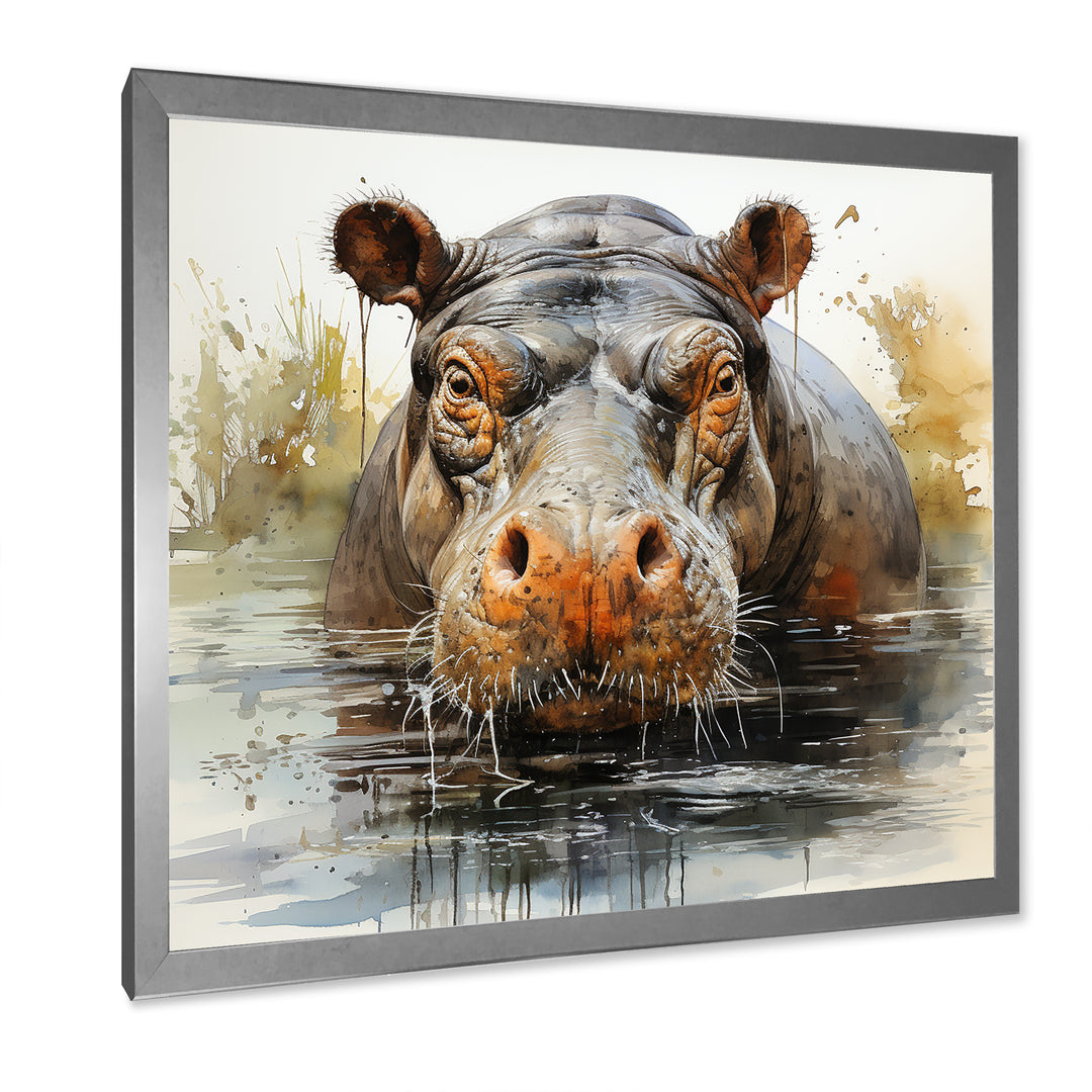 Grey Colorful Hippo harmony - Hippopotamus Wall Art Prints