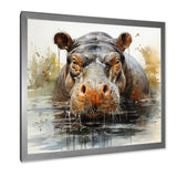 Grey Colorful Hippo harmony - Hippopotamus Wall Art Prints