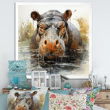 Grey Colorful Hippo harmony - Hippopotamus Wall Art Prints
