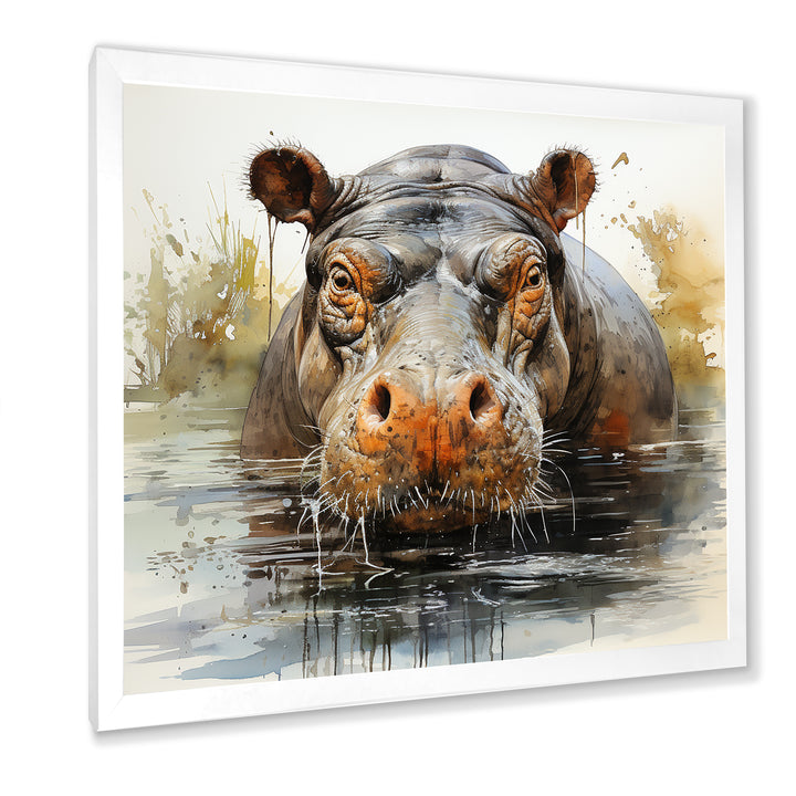 Grey Colorful Hippo harmony - Hippopotamus Wall Art Prints