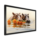 Grey Rivers Romantic Serenade - Hippopotamus Large Canvas Wall Art