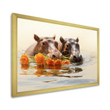 Grey Rivers Romantic Serenade - Hippopotamus Large Canvas Wall Art