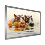 Grey Rivers Romantic Serenade - Hippopotamus Large Canvas Wall Art