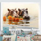 Grey Rivers Romantic Serenade - Hippopotamus Large Canvas Wall Art