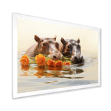 Grey Rivers Romantic Serenade - Hippopotamus Large Canvas Wall Art