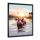 Grey Silhouetted Safari Hippo - Hippopotamus Home Decor Art