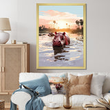 Grey Silhouetted Safari Hippo - Hippopotamus Home Decor Art