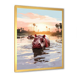 Grey Silhouetted Safari Hippo - Hippopotamus Home Decor Art