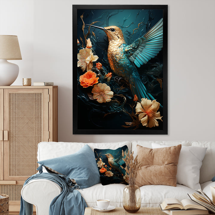 Blue Essence of Emerald Hummingbird - Hummingbird Wall Art Prints