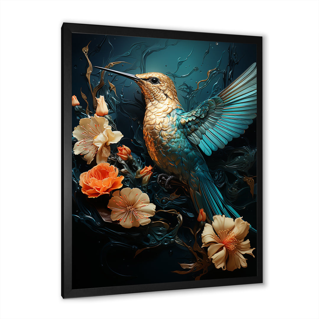 Blue Essence of Emerald Hummingbird - Hummingbird Wall Art Prints