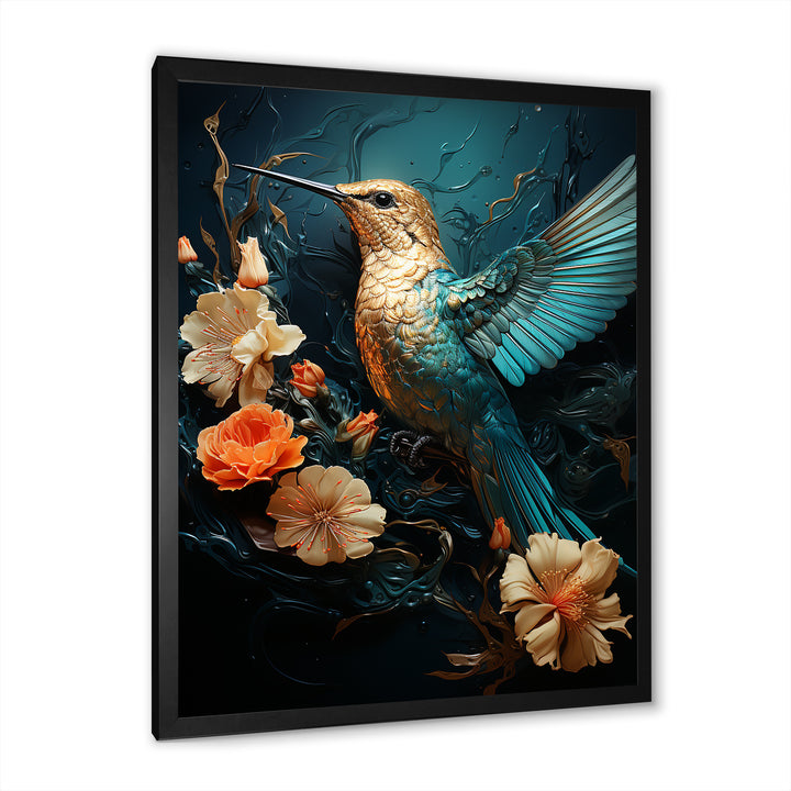 Blue Essence of Emerald Hummingbird - Hummingbird Wall Art Prints