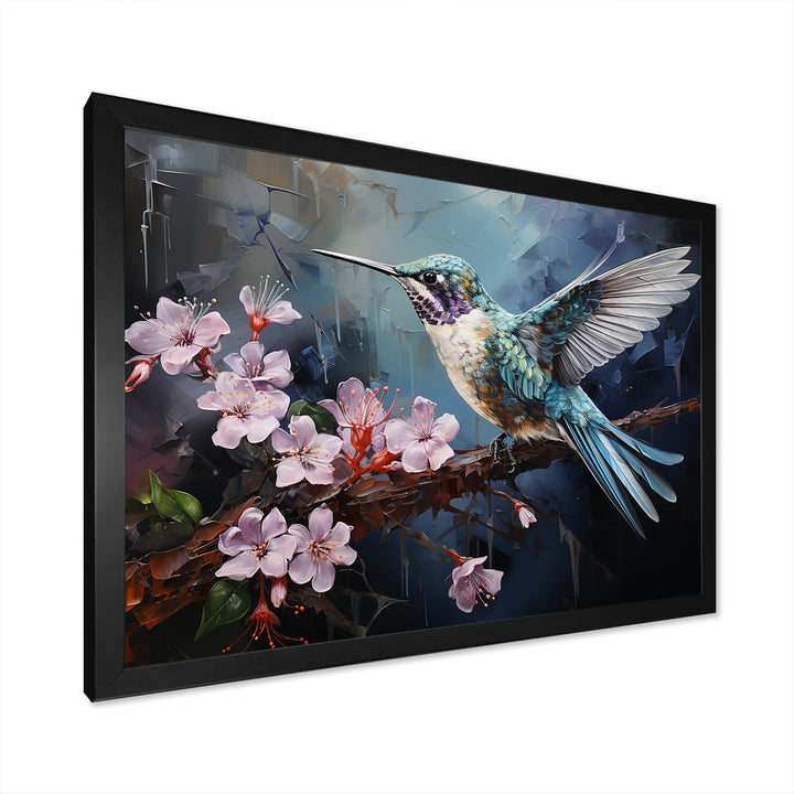 Pink Fluttering Emerald Hummingbird - Pink Hummingbird Wall Art