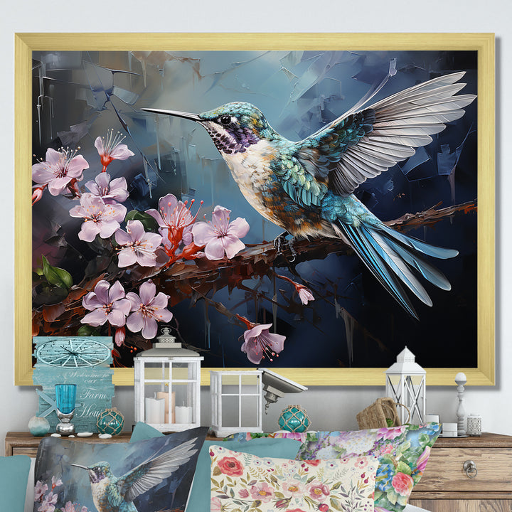 Pink Fluttering Emerald Hummingbird - Pink Hummingbird Wall Art