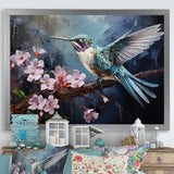 Pink Fluttering Emerald Hummingbird - Pink Hummingbird Wall Art