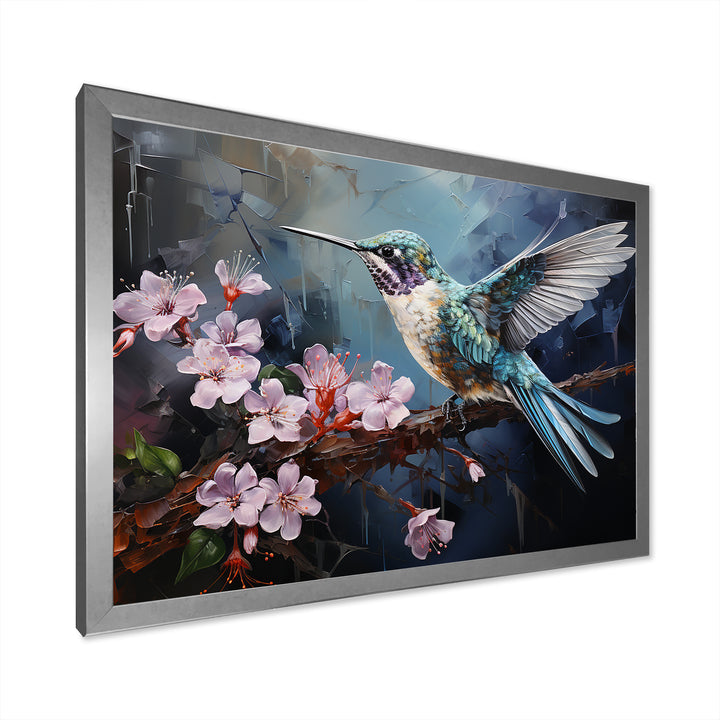 Pink Fluttering Emerald Hummingbird - Pink Hummingbird Wall Art