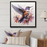 Purple Hummingbird Beauty - Hummingbird Framed Canvas Art