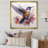 Purple Hummingbird Beauty - Hummingbird Framed Canvas Art