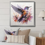 Purple Hummingbird Beauty - Hummingbird Framed Canvas Art