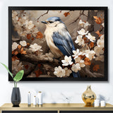 Blue floral Ethereal bird - Bird Canvas Wall Art