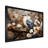 Blue floral Ethereal bird - Bird Canvas Wall Art